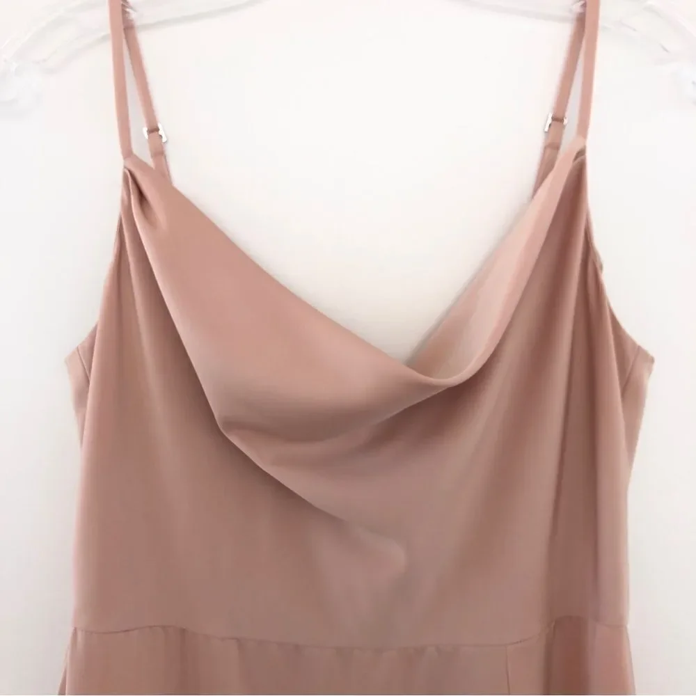 NBD REVOLVE Lila Gown in Champagne Satin Slip Draped Maxi Column Leg Slit S - Picture 7 of 13